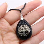 collier arbre de vie en agate noir