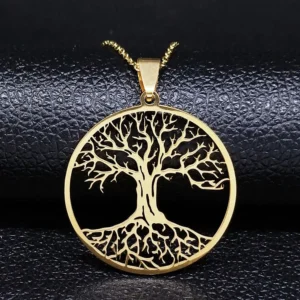 Pendentif Amulette Arbre De Vie En Or Moderne