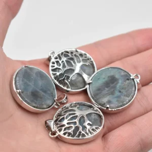 Lot De 12 Pendentif Arbre De Vie Labradorite