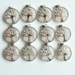 pendentifs arbre de vie en quartz rose