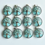 Lot De 12 Pendentif Arbre De Vie Turquoise