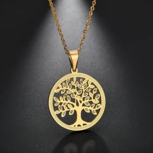 Pendentif arbre de vie strass en or