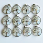 Lot De 12 Pendentif Arbre De Vie Opale