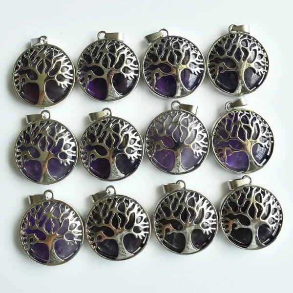 Lot De 12 Pendentif Arbre De Vie Améthyste