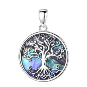 bijou arbre de vie en argent et coquillage