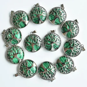 Lot De 12 Pendentif Arbre De Vie Malachite