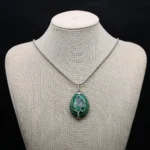 collier arbre de vie en malachite argenté