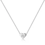 Pendentif initial en forme de coeur en argent