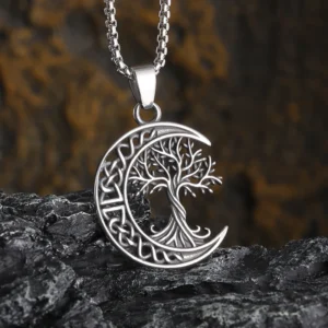 Pendentif arbre de vie lune en argent