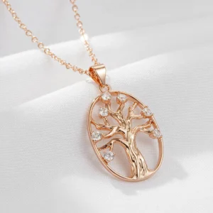 pendentif en or rose arbre de vie