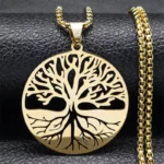 Pendentif arbre de vie esthétique en or