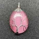 Pendentif opale rose arbre de vie