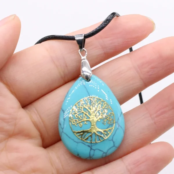 Pendentif arbre de vie turquoise bleu chakras