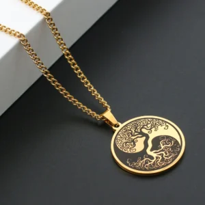 pendentif ying yang or fait main