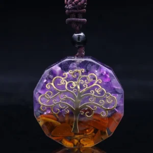 Pendentif Arbre De Vie Clip De Guérison Améthyste