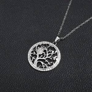 Pendentif arbre de vie luxueux en argent