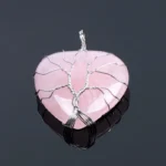 Pendentif arbre de vie cristal rose en argent