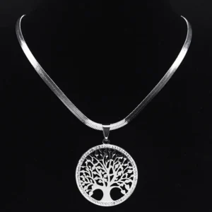 Pendentif arbre de vie en argent avec collier de présidence