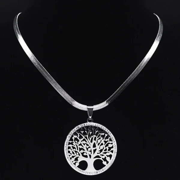 Pendentif arbre de vie en argent avec collier de présidence