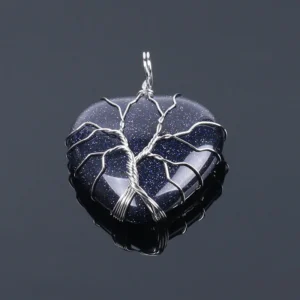 Pendentif arbre de vie sable bleu argent