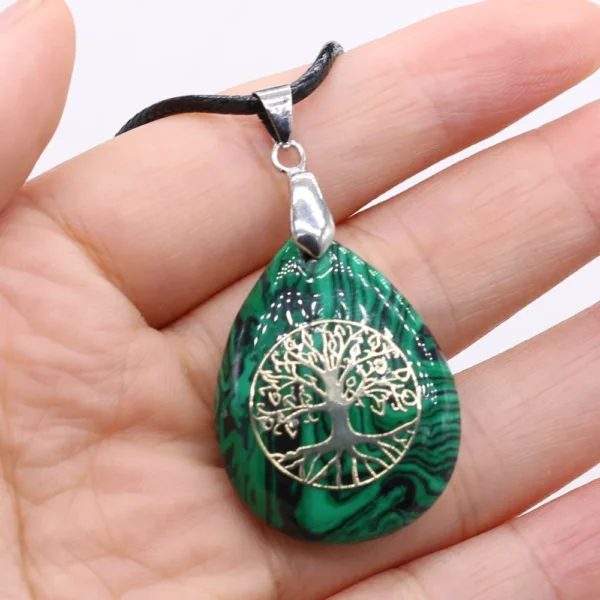 Pendentif arbre de vie malachite chakras