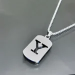 collier avec pendentif lettre argent punk