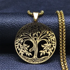 Pendentif arbre de vie d'équilibre en or