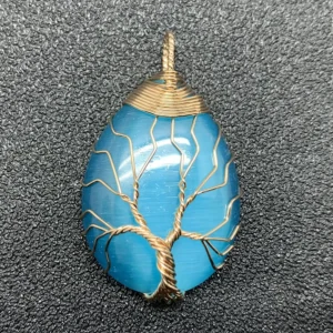 Pendentif opale bleu arbre de vie