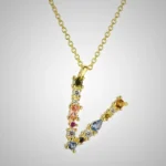 collier en cristal multicolore lettre initial